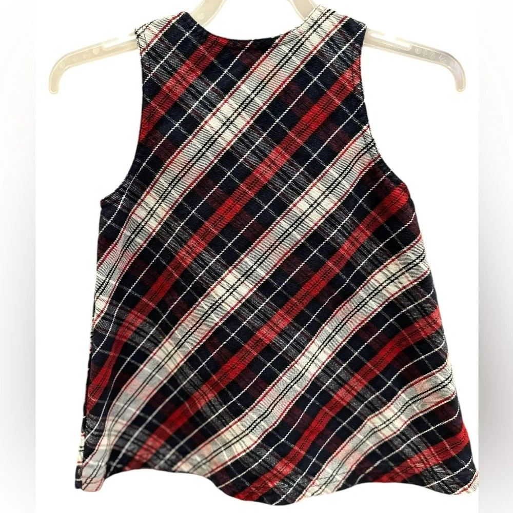 Tommy Hilfiger Baby Dress Jumper Plaid 12M 18M Red White Blue Snaps Sleeveless